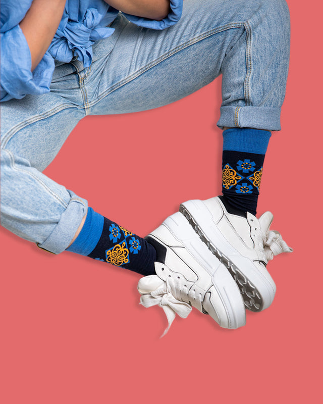 Goel Blue Designer Socks for women