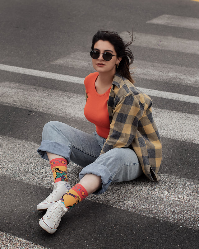 Mariam Designer Socks colorful background