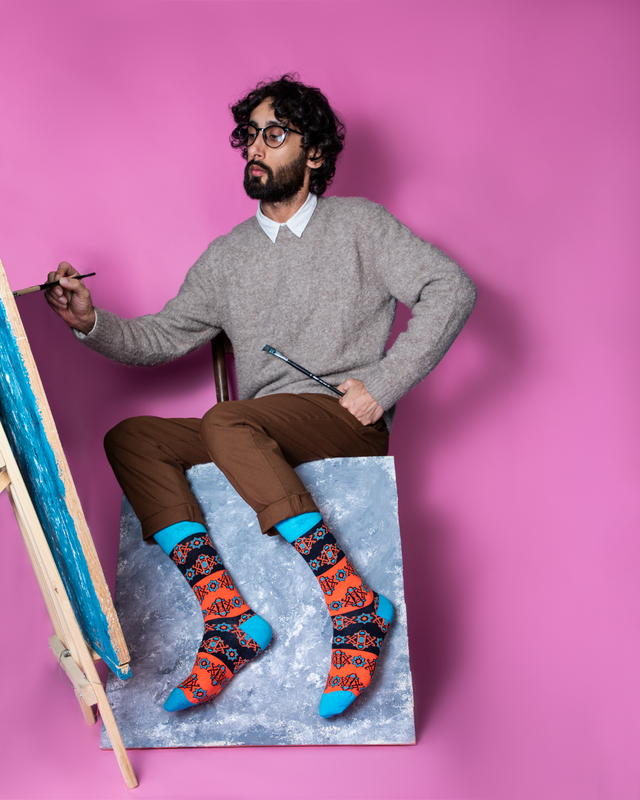 designer socks for men colorful background