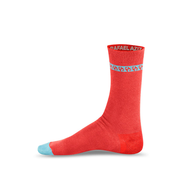 Qirmizi Red Designer Socks - Front View